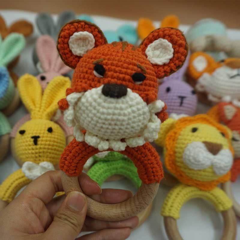 1PC 토끼 호랑이 사자 크로 셰 뜨개질 딸랑이 팔찌  - Baby Products Rabbit 리뷰 및 가격