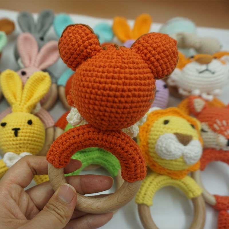 1PC 토끼 호랑이 사자 크로 셰 뜨개질 딸랑이 팔찌  - Baby Products Rabbit 리뷰 및 가격