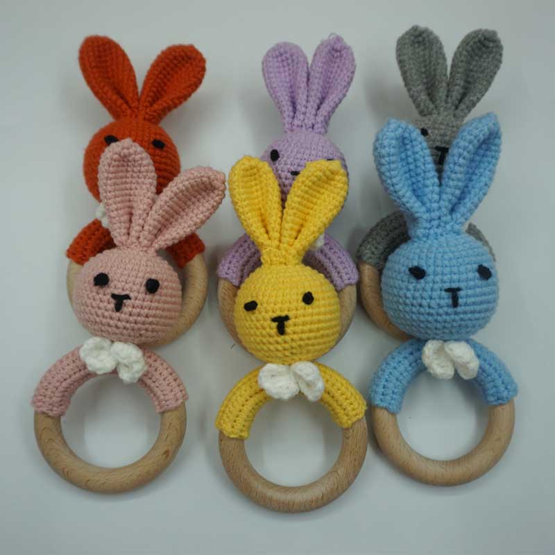 1PC 토끼 호랑이 사자 크로 셰 뜨개질 딸랑이 팔찌  - Baby Products Rabbit 리뷰 및 가격